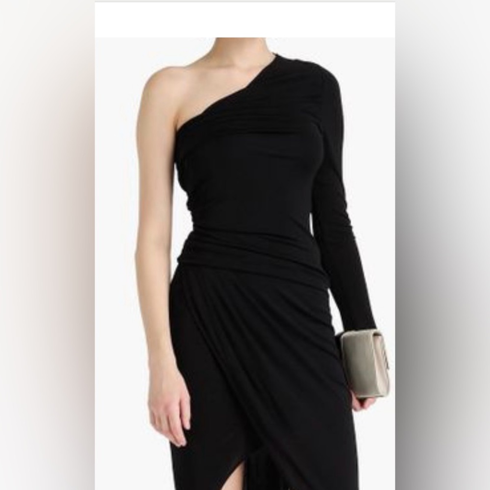 NWT Diane von Furstenberg Kitana Black One Shoulder Maxi Dress size XL